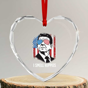 Ronald Reagan 4th of July America Flag Heart Crystal Glass Ornament I Smell Hippies TS14 Transparent Glass 3'' Heart Print Your Wear