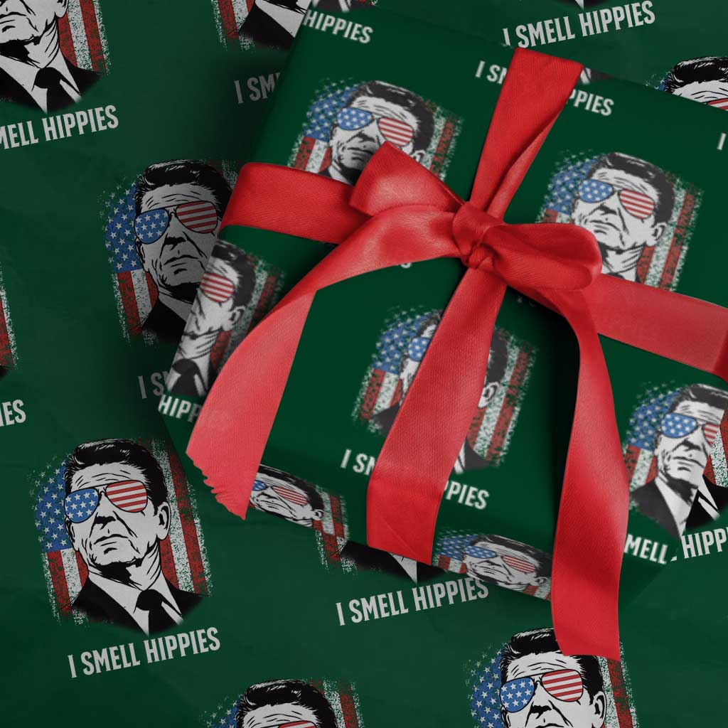 Ronald Reagan 4th of July America Flag Wrapping Paper Roll I Smell Hippies TS14 Green Print Your Wear