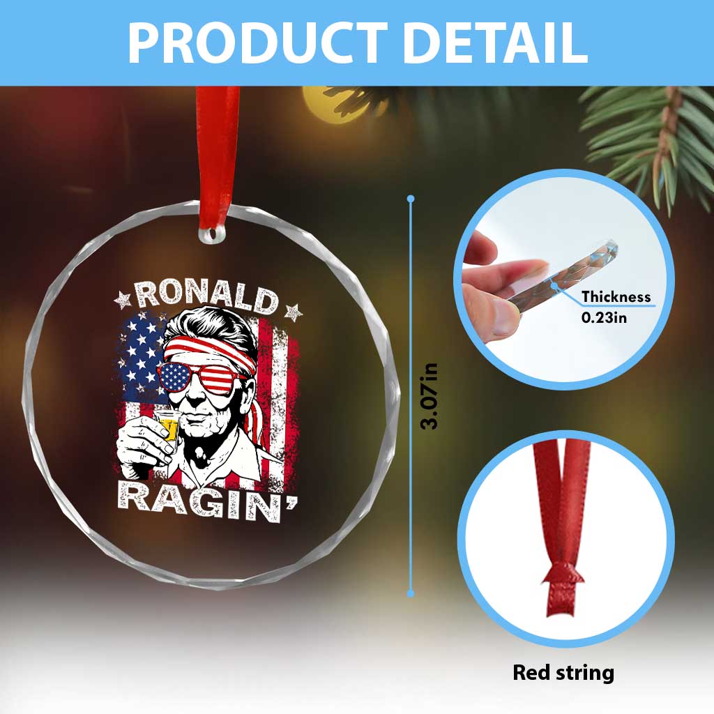 Ronald Reagan Crystal Glass Ornament 4th of July America Flag Beer TS14 Print Your Wear