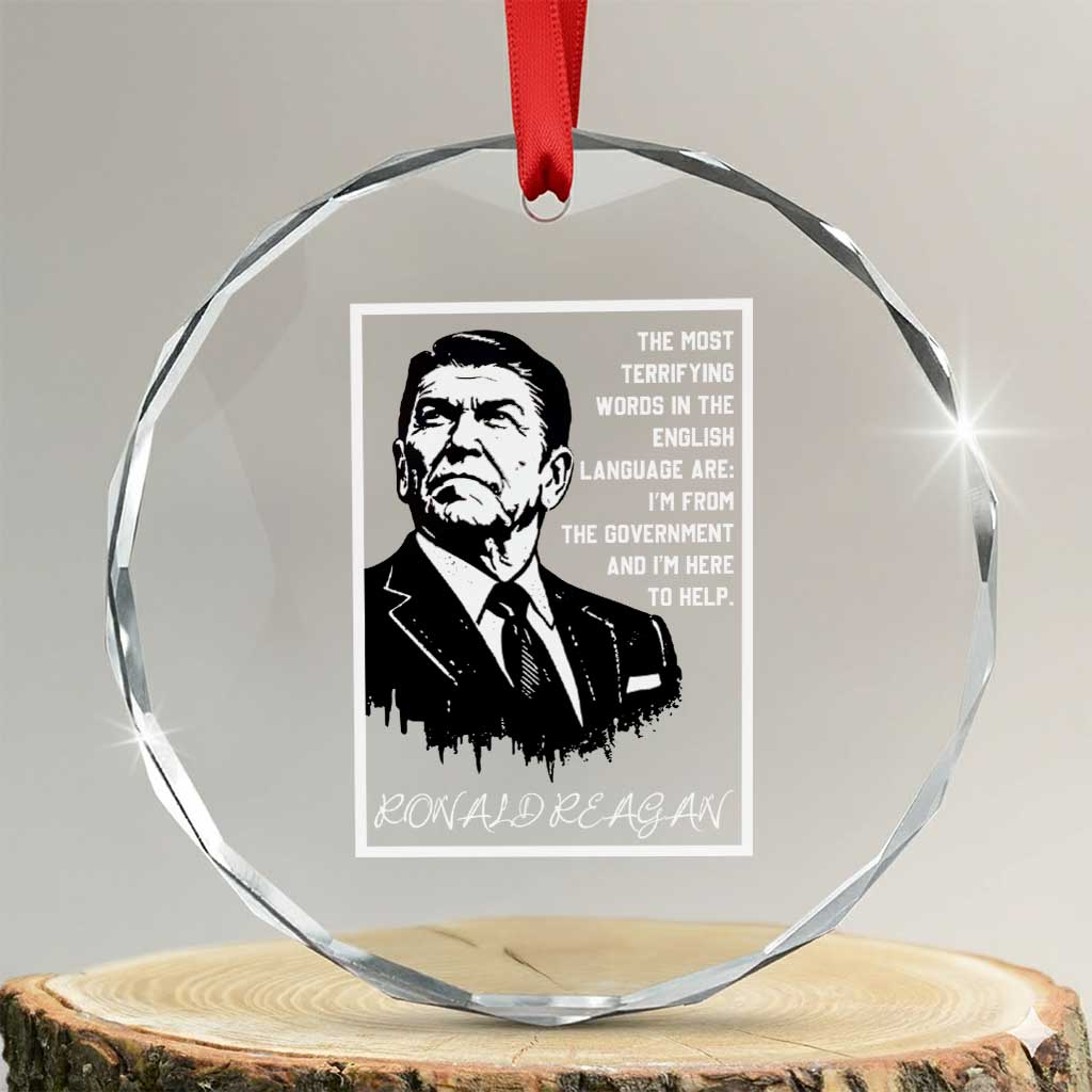Ronald Reagan Quote Crystal Glass Ornament American Flag US President TS14 Transparent Glass 3'' Circle Print Your Wear