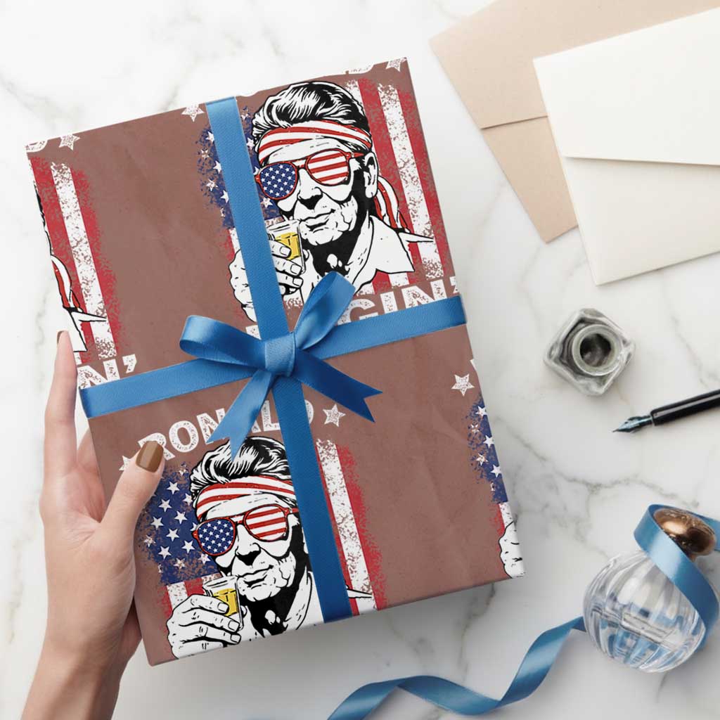 Ronald Reagan Wrapping Paper Roll 4th of July America Flag Beer TS14 Mocha Print Your Wear