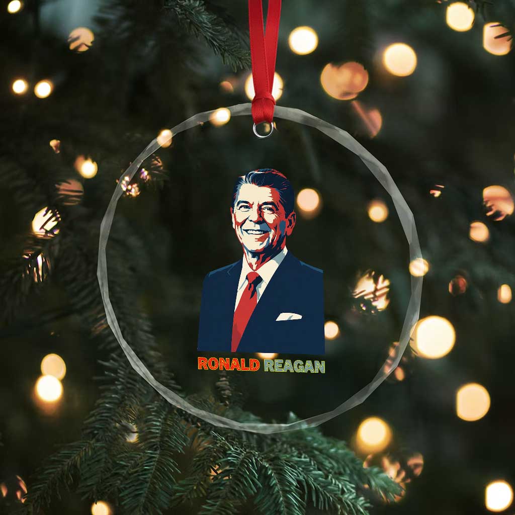 Ronald Reagan Crystal Glass Ornament American Flag US President TS14 Print Your Wear