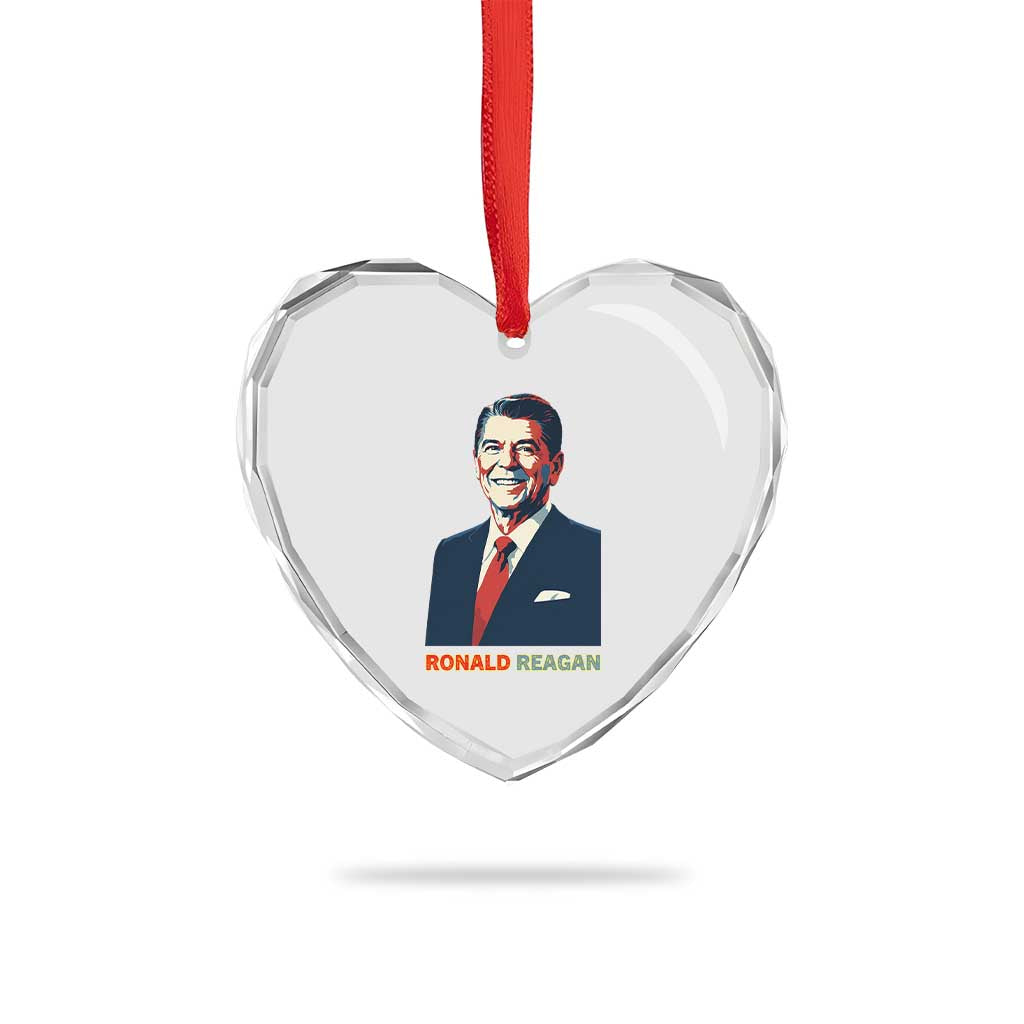 Ronald Reagan Heart Crystal Glass Ornament American Flag US President TS14 Print Your Wear