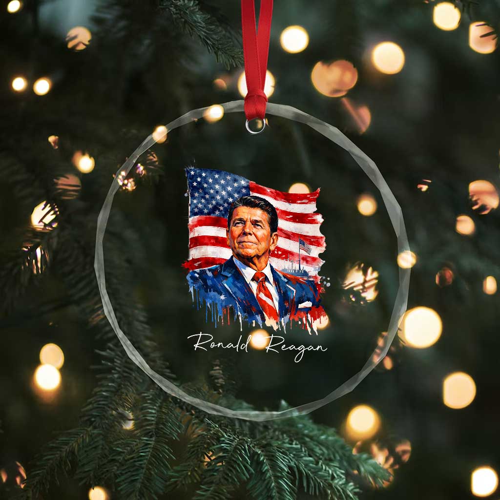 Ronald Reagan Patriotic American Flag President Crystal Glass Ornament TS14 Print Your Wear