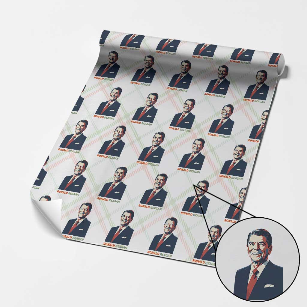 Ronald Reagan Wrapping Paper Roll American Flag US President TS14 Christmas Plaid Print Your Wear