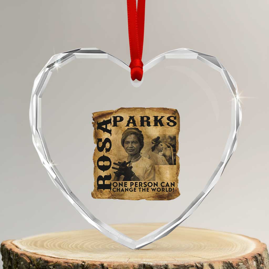 Rosa Parks Change The World Quote Heart Crystal Glass Ornament Black Women Leader TS12 Transparent Glass 3'' Heart Print Your Wear