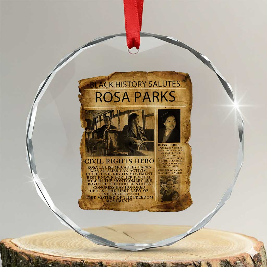 Rosa Parks Crystal Glass Ornament Female Empowerment History Gift TS12 Transparent Glass 3'' Circle Print Your Wear