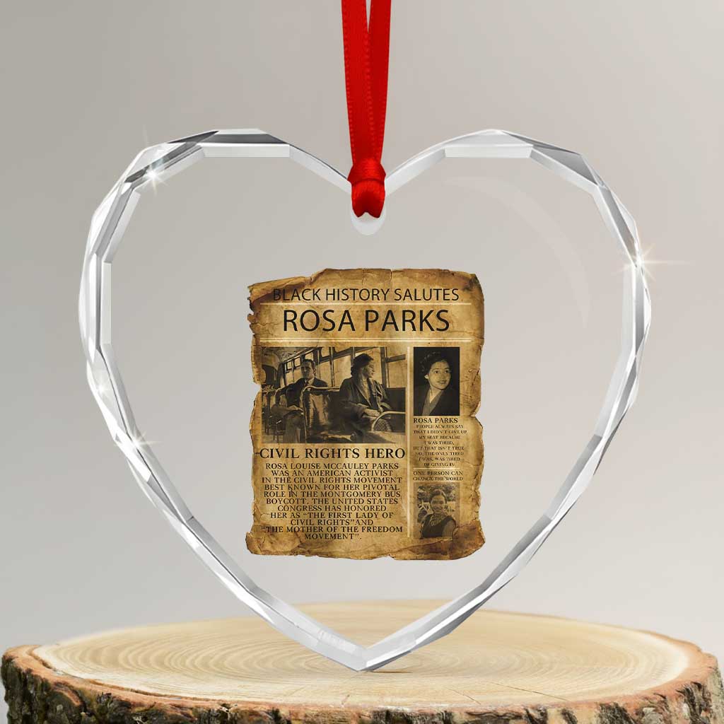 Rosa Parks Heart Crystal Glass Ornament Female Empowerment History Gift TS12 Transparent Glass 3'' Heart Print Your Wear