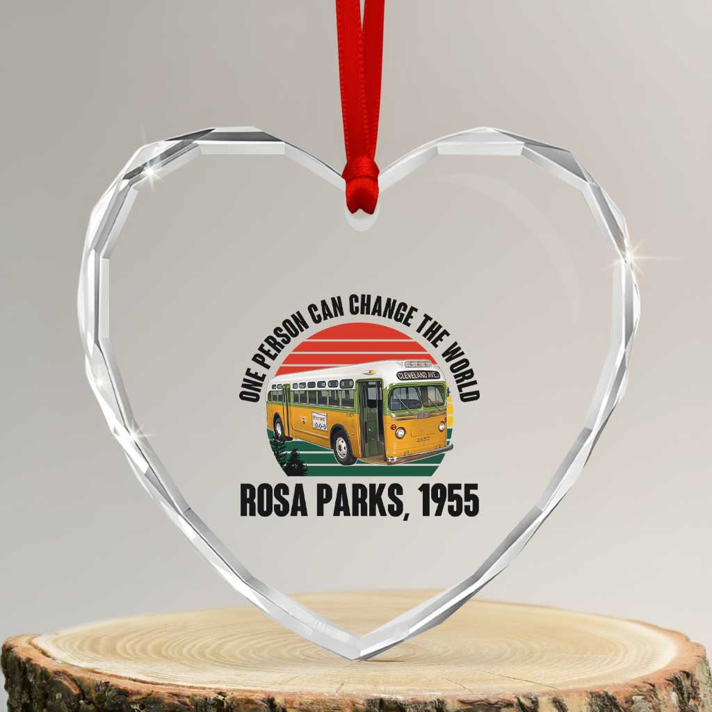 Rosa Parks Heart Crystal Glass Ornament One Person Can Change The World TS14 Transparent Glass 3'' Heart Print Your Wear