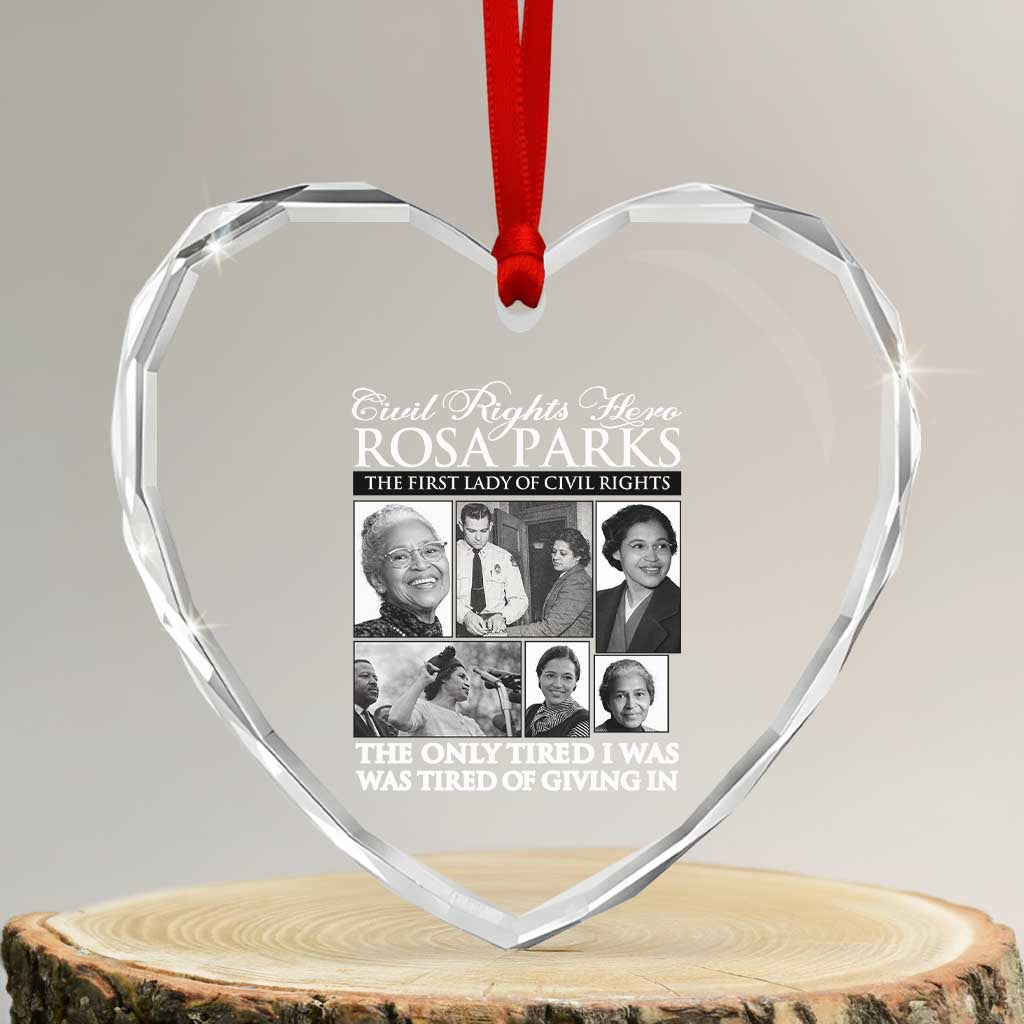 Rosa Parks Mother Of The Civil Rights Movement Heart Crystal Glass Ornament Black History Salutes TS12 Transparent Glass 3'' Heart Print Your Wear