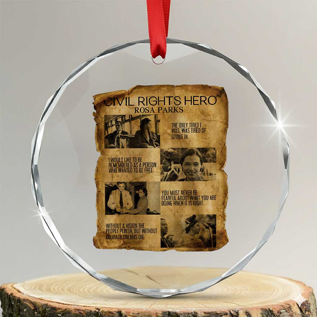 Rosa Parks Quote Crystal Glass Ornament Civil Rights History Hero TS12 Transparent Glass 3'' Circle Print Your Wear