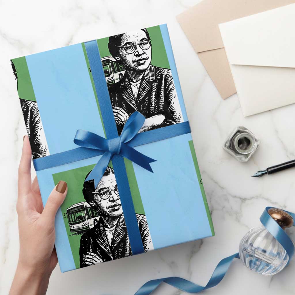 Rosa Parks Quote Wrapping Paper Roll Never Be Fearful When It Is Right TS12 Light Blue Print Your Wear