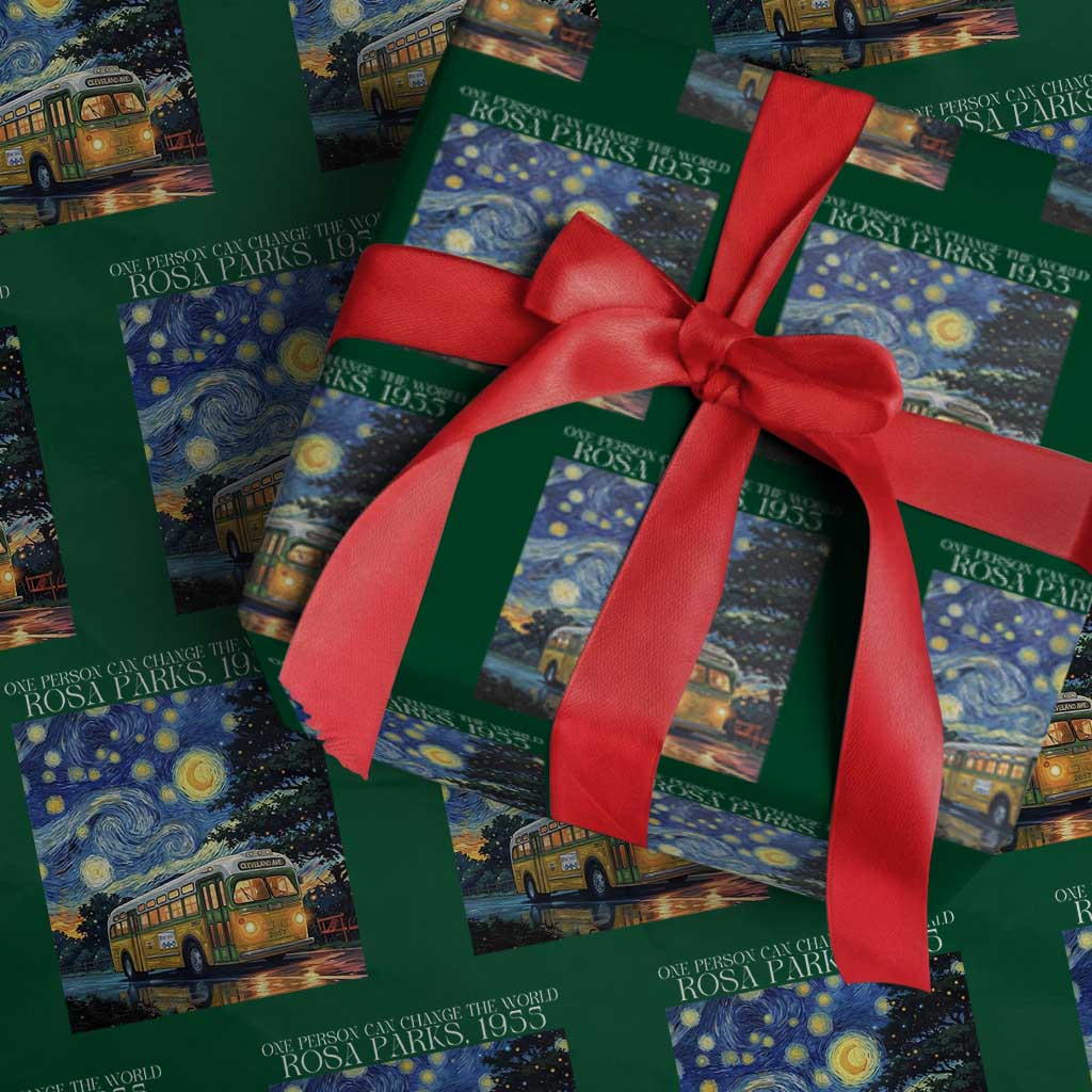 Rosa Parks Wrapping Paper Roll Starry Night Van Gogh Black History African TS14 Green Print Your Wear