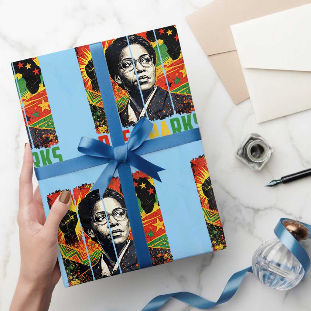 Rosa Parks Wrapping Paper Roll Strong Black Women Pride TS12 Light Blue Print Your Wear