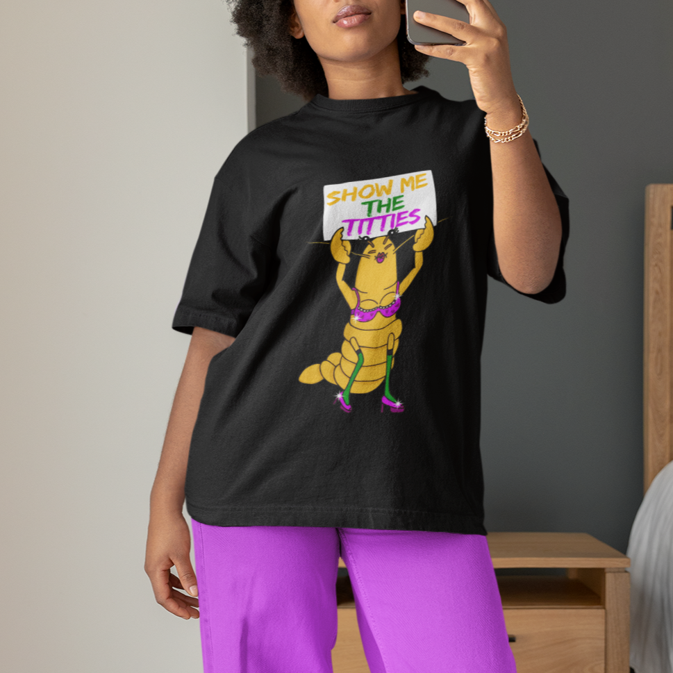 Funny Mardi Gras T Shirt Show Me The Titties Sexy Crawfish TS02 Printyourwear