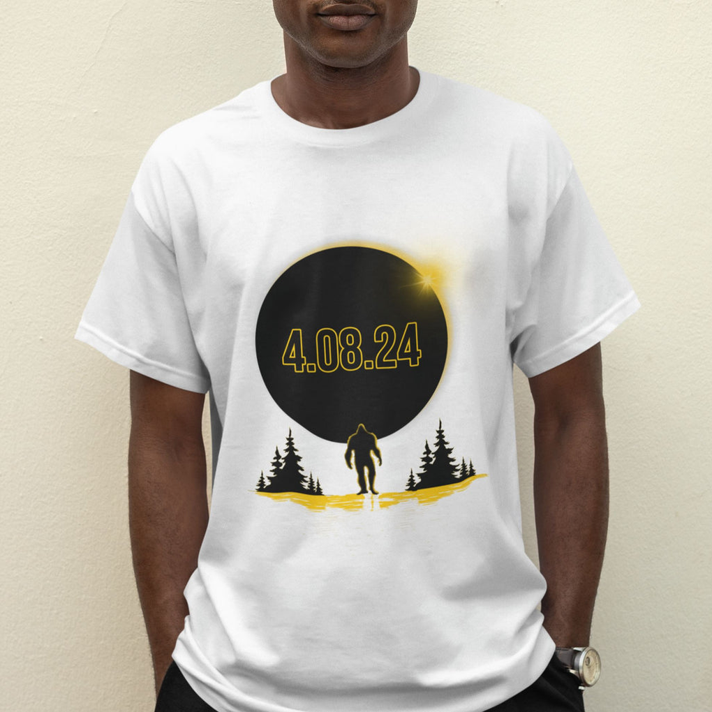 Total Solar Eclipse Bigfoot T Shirt American Totality April 8 2024 Sasquatch Silhouette TS02 Printyourwear