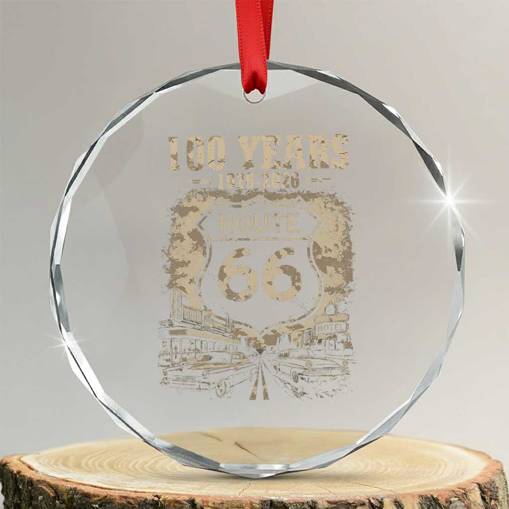 Route Highway 66 100 Year Centennial Anniversary Souvenir Crystal Glass Ornament TS14 Transparent Glass 3'' Circle Print Your Wear