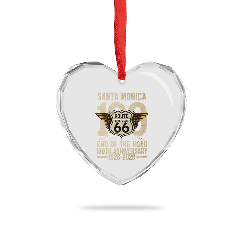 Route Highway 66 100 Year Centennial Anniversary Souvenir Heart Crystal Glass Ornament Santa Monica End of the Road TS14 Print Your Wear