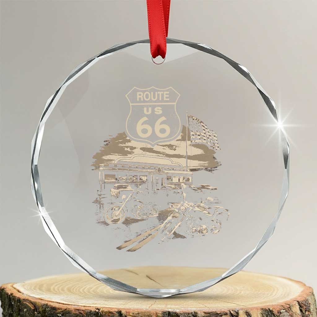 Route Highway 66 100 Year Centennial Motorcycle Americana Road Sign Crystal Glass Ornament TS14 Transparent Glass 3'' Circle Print Your Wear
