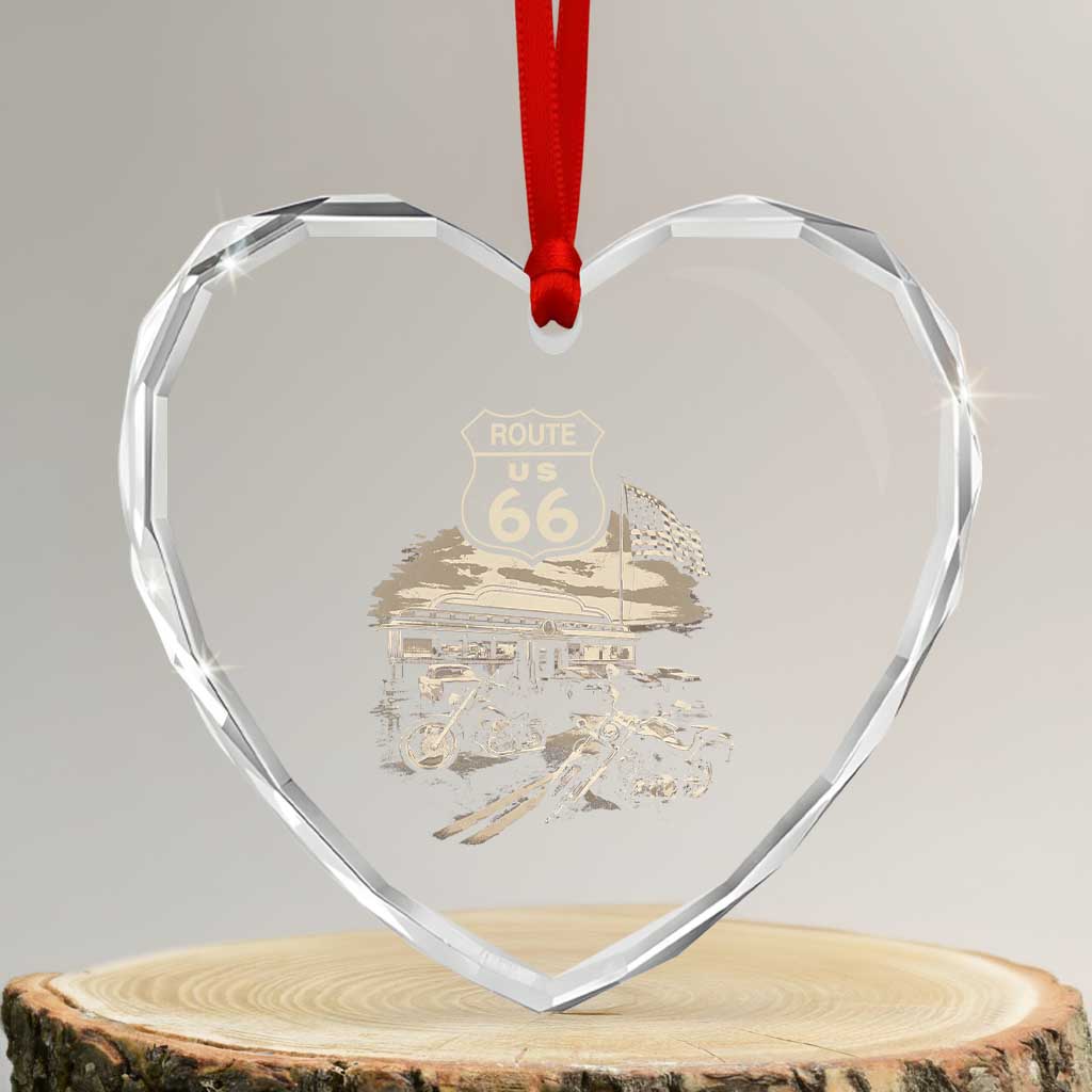 Route Highway 66 100 Year Centennial Motorcycle Americana Road Sign Heart Crystal Glass Ornament TS14 Transparent Glass 3'' Heart Print Your Wear