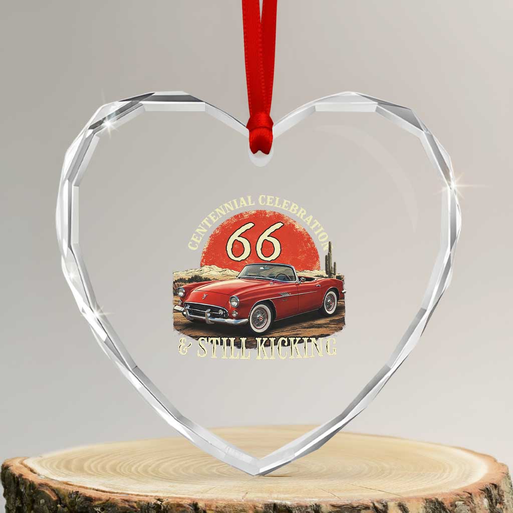Route Highway 66 100 Years Anniversary Heart Crystal Glass Ornament Centennial Celebration And Still Kicking Mother Road TS11 Transparent Glass 3'' Heart Print Your Wear