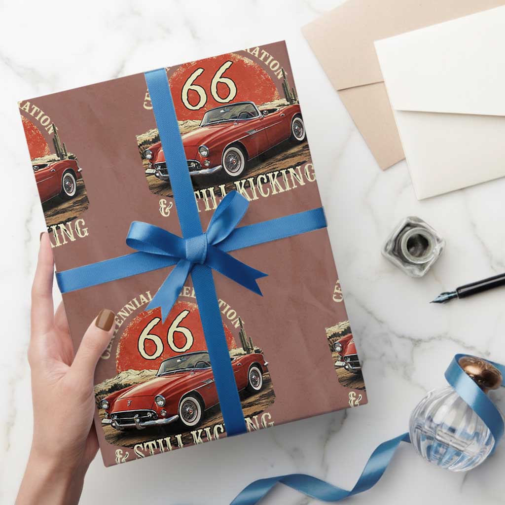 Route Highway 66 100 Years Anniversary Wrapping Paper Roll Centennial Celebration And Still Kicking Mother Road TS11 Mocha Print Your Wear