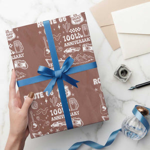 Route Highway 66 100th Anniversary Wrapping Paper Roll The Mother Road Centennial TS12 Mocha Print Your Wear