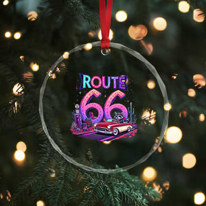 Route Highway 66 Americana Adventure Crystal Glass Ornament Cute Raccoon Driving Car TS12 Print Your Wear