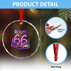 Route Highway 66 Americana Adventure Crystal Glass Ornament Cute Raccoon Driving Car TS12 Print Your Wear