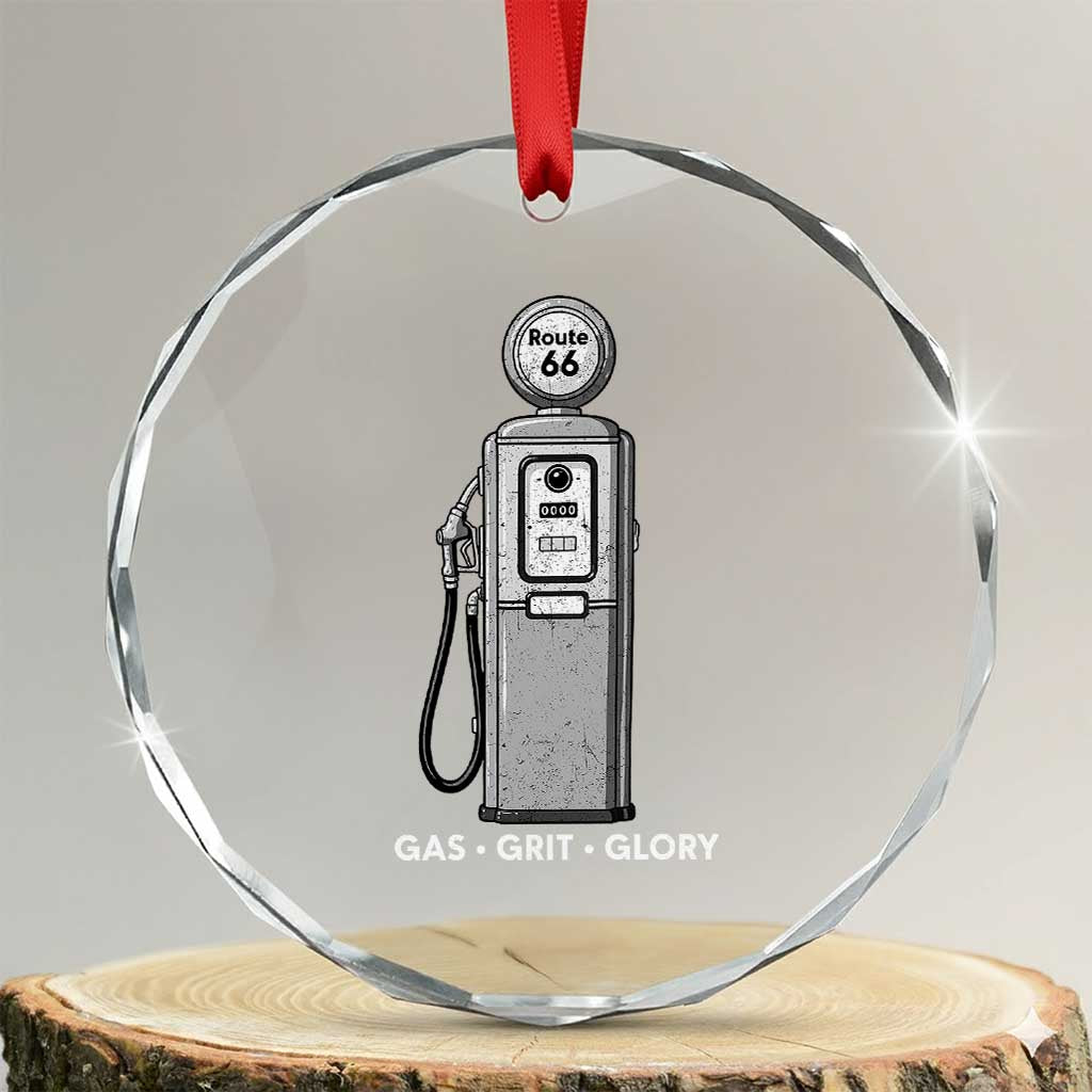 Route Highway 66 Americana Road Trip Crystal Glass Ornament Gas Grill Glory TS12 Transparent Glass 3'' Circle Print Your Wear
