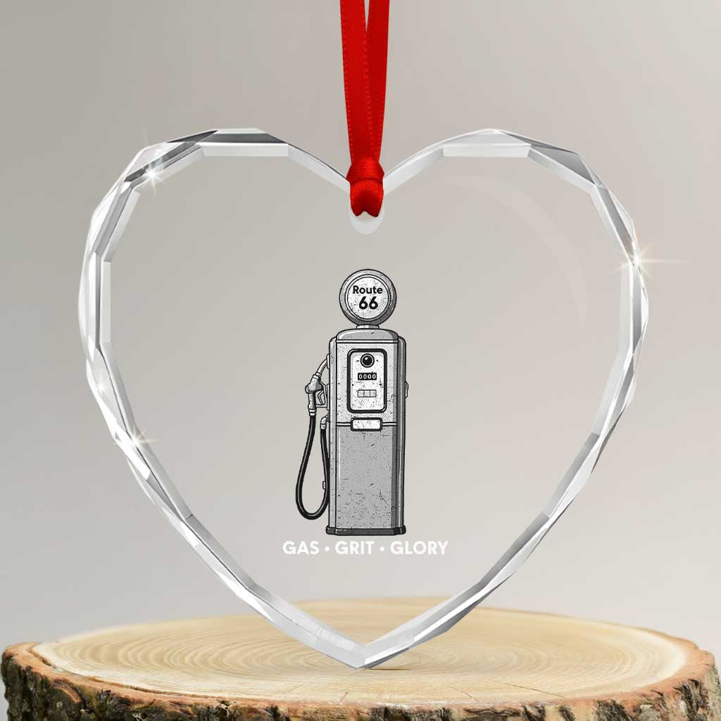 Route Highway 66 Americana Road Trip Heart Crystal Glass Ornament Gas Grill Glory TS12 Transparent Glass 3'' Heart Print Your Wear