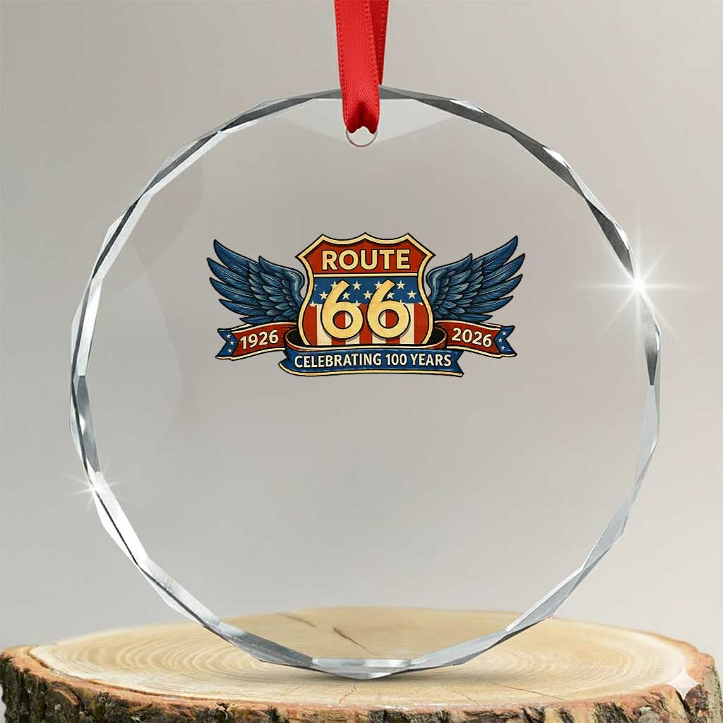 Route Highway 66 Centennial Crystal Glass Ornament 100 Years Of The Mother Road TS12 Transparent Glass 3'' Circle Print Your Wear