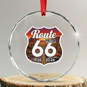 Route Highway 66 Centennial Crystal Glass Ornament Vintage Distressed Americas Highway TS12 Transparent Glass 3'' Circle Print Your Wear