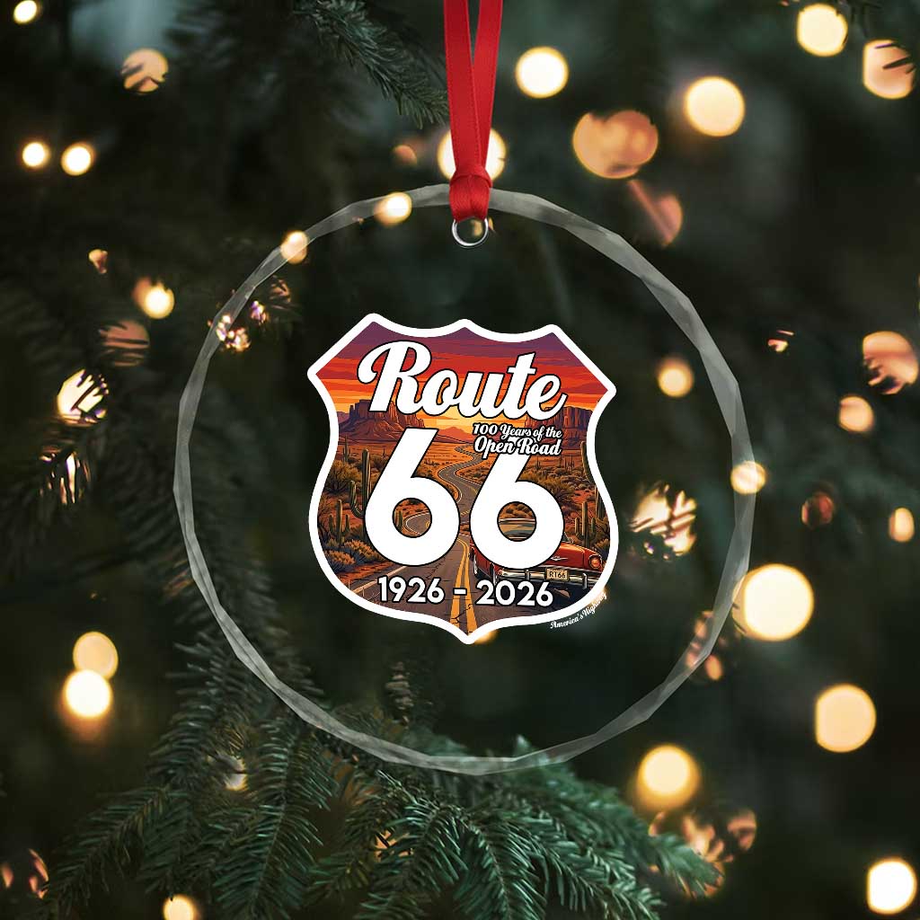 Route Highway 66 Centennial Crystal Glass Ornament Vintage Distressed Americas Highway TS12 Print Your Wear