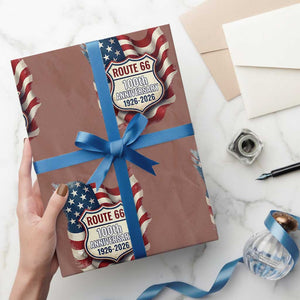 Route Highway 66 Centennial Wrapping Paper Roll Vintage American Flag Patriotic Gift TS12 Mocha Print Your Wear