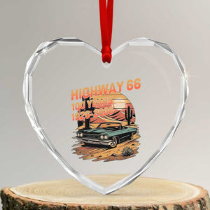 Route Highway 66 Centennial Heart Crystal Glass Ornament 100 Year Road Trip Adventure TS12 Transparent Glass 3'' Heart Print Your Wear