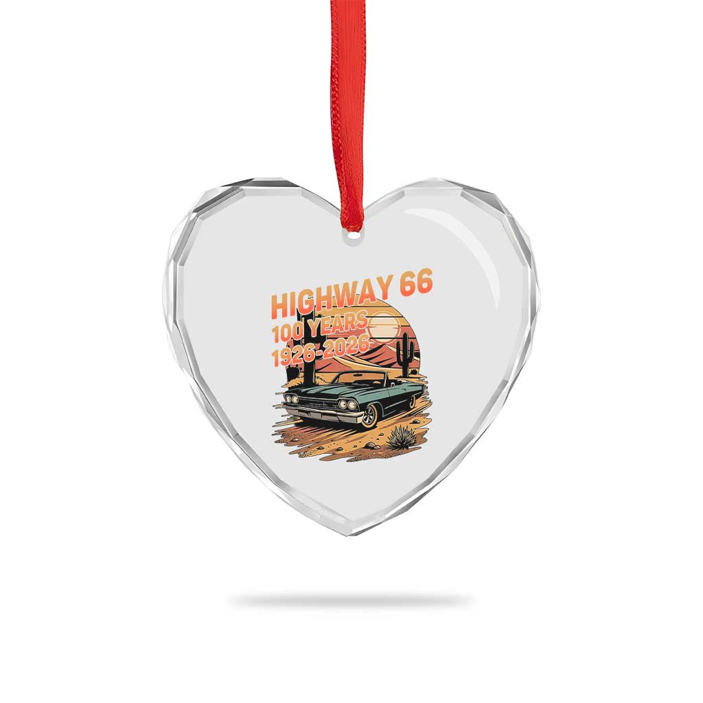 Route Highway 66 Centennial Heart Crystal Glass Ornament 100 Year Road Trip Adventure TS12 Print Your Wear