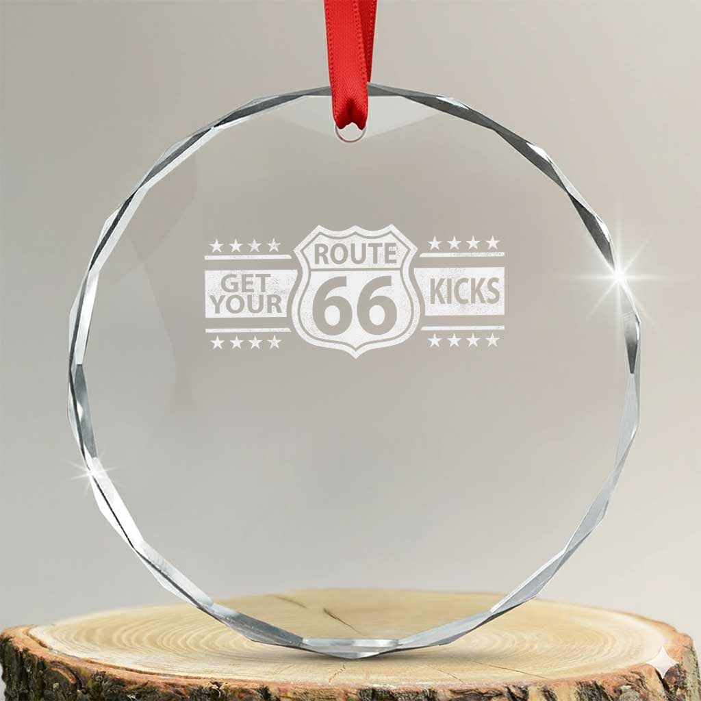 Route Highway 66 Crystal Glass Ornament Get Your Kicks American Road Trip TS11 Transparent Glass 3'' Circle Print Your Wear