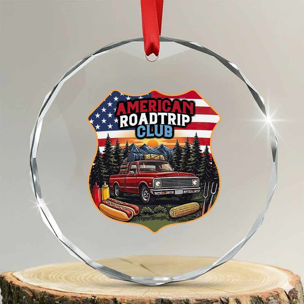Route Highway 66 Crystal Glass Ornament Vintage American Roadtrip Club Road Trip TS12 Transparent Glass 3'' Circle Print Your Wear