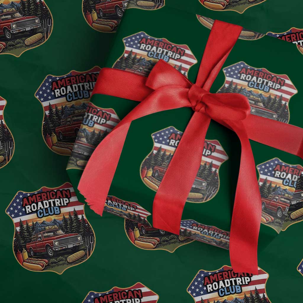 Route Highway 66 Wrapping Paper Roll Vintage American Roadtrip Club Road Trip TS12 Green Print Your Wear