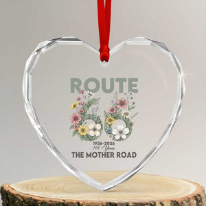 Route Highway 66 Heart Crystal Glass Ornament Floral Centennial 100 Year Anniversary TS12 Transparent Glass 3'' Heart Print Your Wear