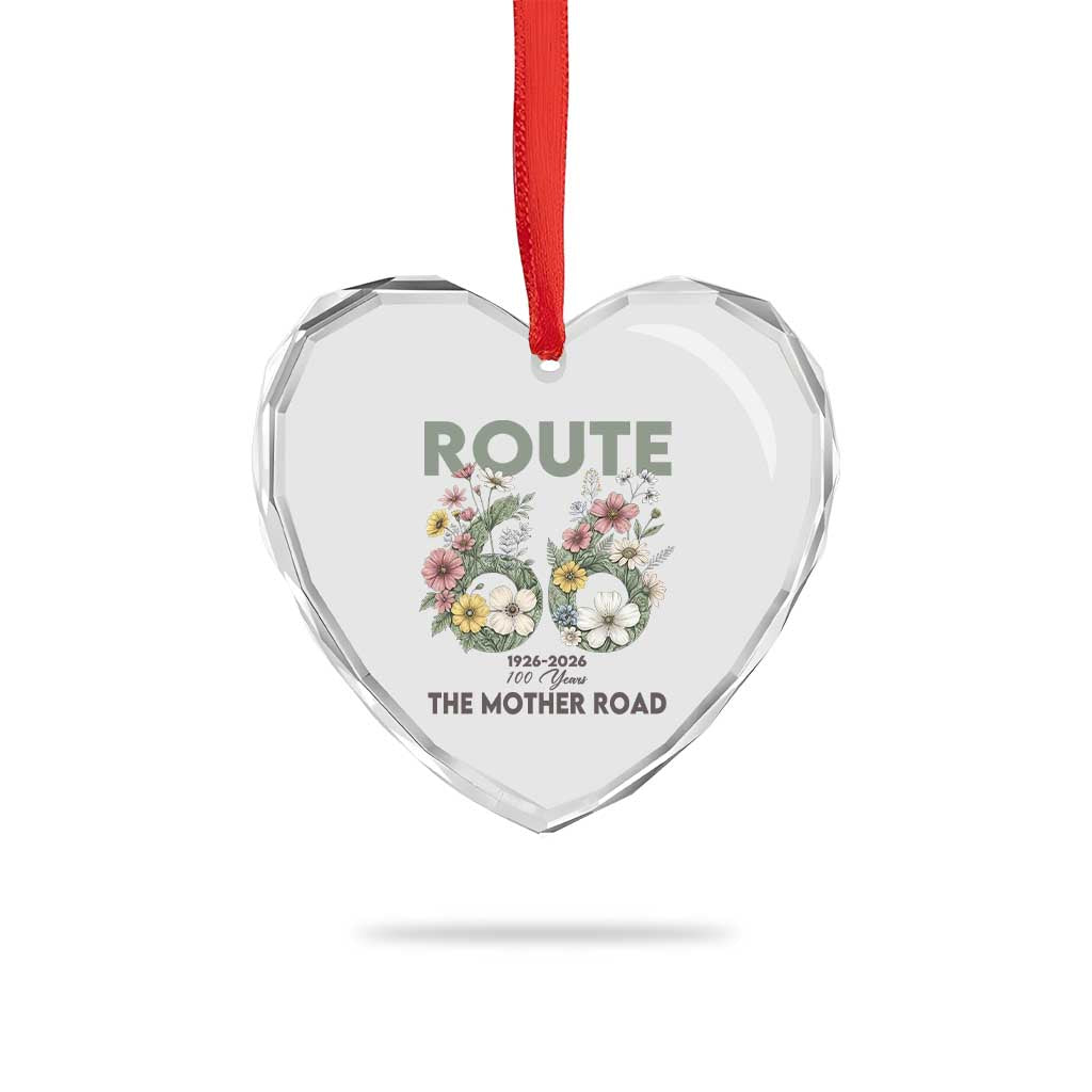 Route Highway 66 Heart Crystal Glass Ornament Floral Centennial 100 Year Anniversary TS12 Print Your Wear