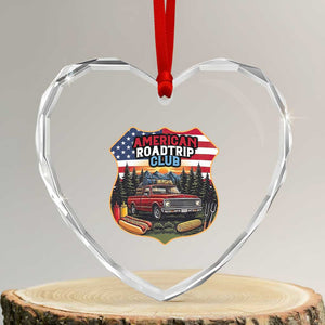 Route Highway 66 Heart Crystal Glass Ornament Vintage American Roadtrip Club Road Trip TS12 Transparent Glass 3'' Heart Print Your Wear