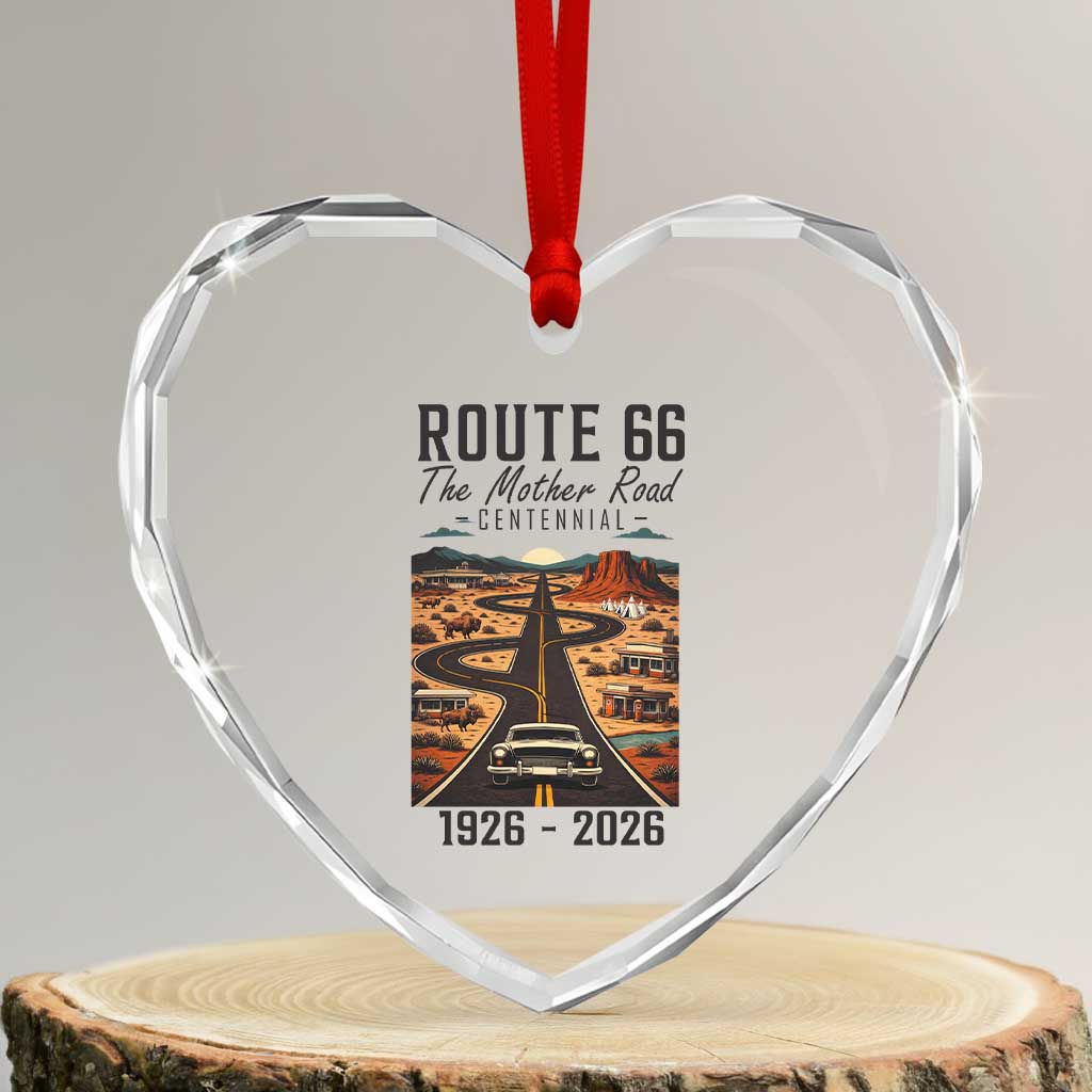 Route Highway 66 Mother Road Heart Crystal Glass Ornament Vintage Distressed Road Trip Adventure TS12 Transparent Glass 3'' Heart Print Your Wear
