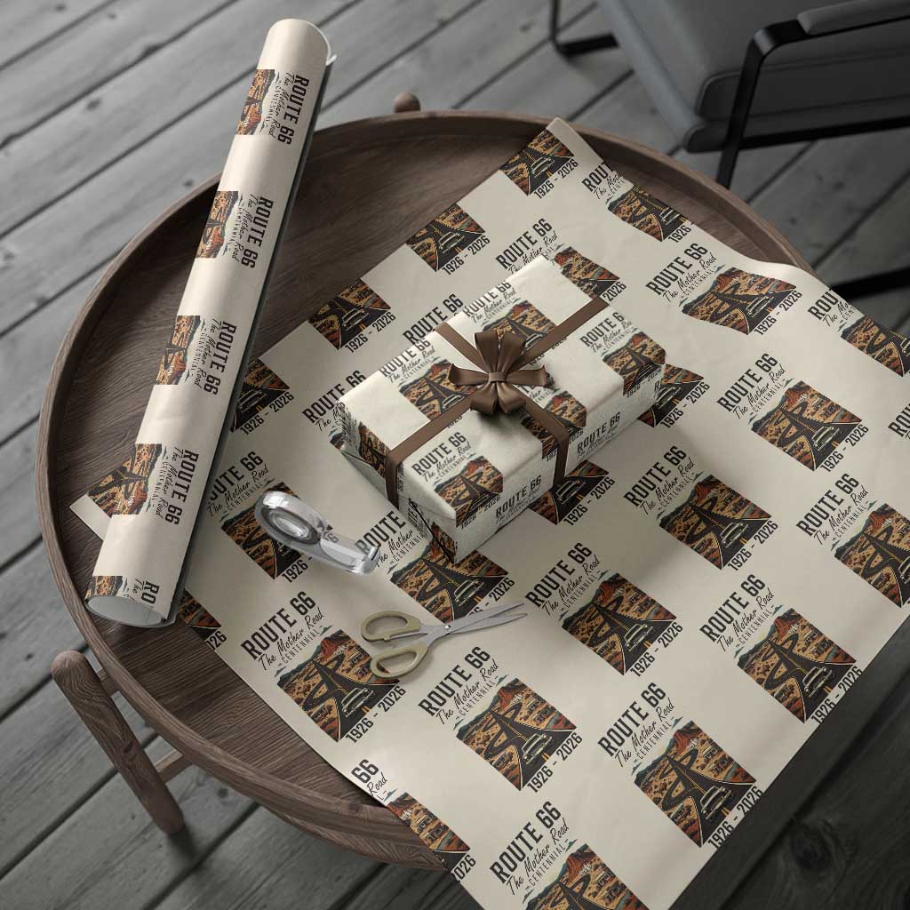Route Highway 66 Mother Road Wrapping Paper Roll Vintage Distressed Road Trip Adventure TS12 Beige Print Your Wear