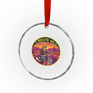 Route Highway 66 Motorcycle Cat Crystal Glass Ornament Open Road Adventure Neon TS12 Print Your Wear