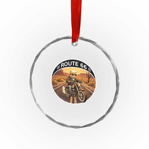 Route Highway 66 Motorcycle Cat Crystal Glass Ornament Road Trip Adventure TS12 Print Your Wear