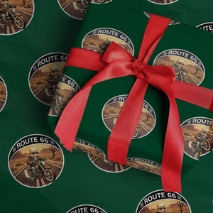 Route Highway 66 Motorcycle Cat Wrapping Paper Roll Road Trip Adventure TS12 Green Print Your Wear