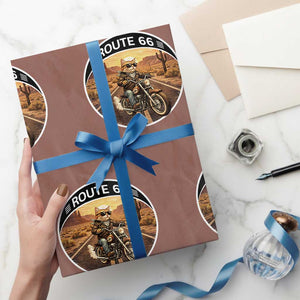 Route Highway 66 Motorcycle Cat Wrapping Paper Roll Road Trip Adventure TS12 Mocha Print Your Wear