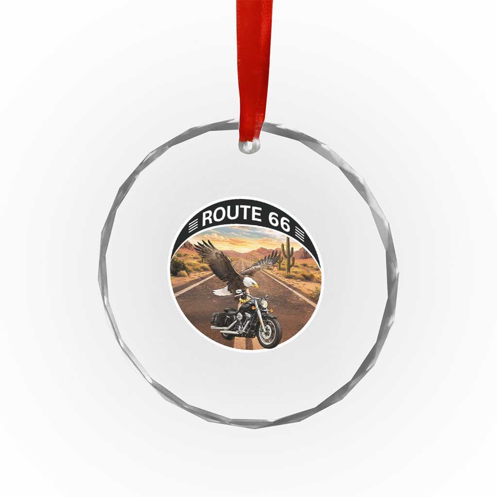 Route Highway 66 Motorcycle Eagle Crystal Glass Ornament Americana Adventure TS12 Print Your Wear